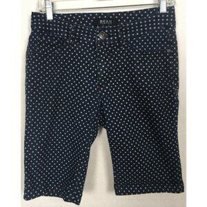 Beau Dawson Shorts Women Size 6 Navy Blue w White Polka Dots Bermuda Pockets